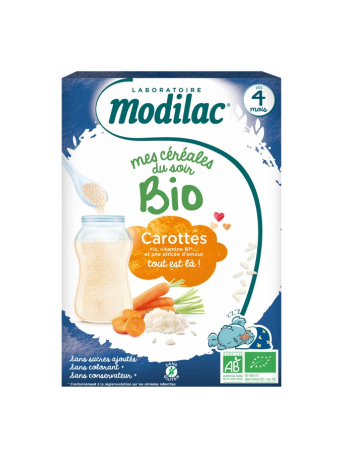 Modilac Mes Céréales du Soir Bio Dès 4 Mois Carottes 250 g