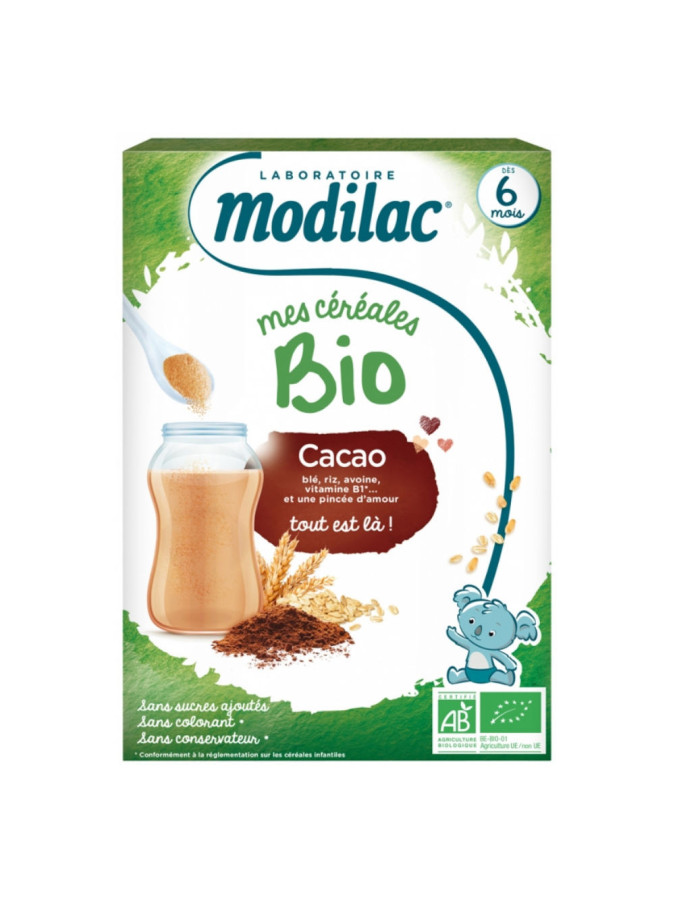 Modilac Mes Céréales Bio Dès 6 Mois Cacao 250 g