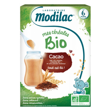 Modilac Mes Céréales Bio Dès 6 Mois Cacao 250 g