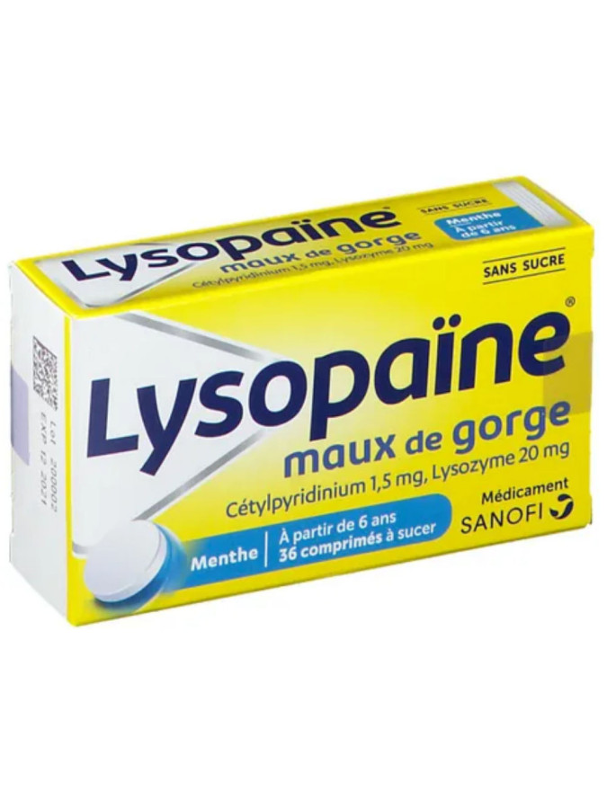 Lysopaïne Ambroxol 20mg Maux de Gorge Aigus 18 pastilles