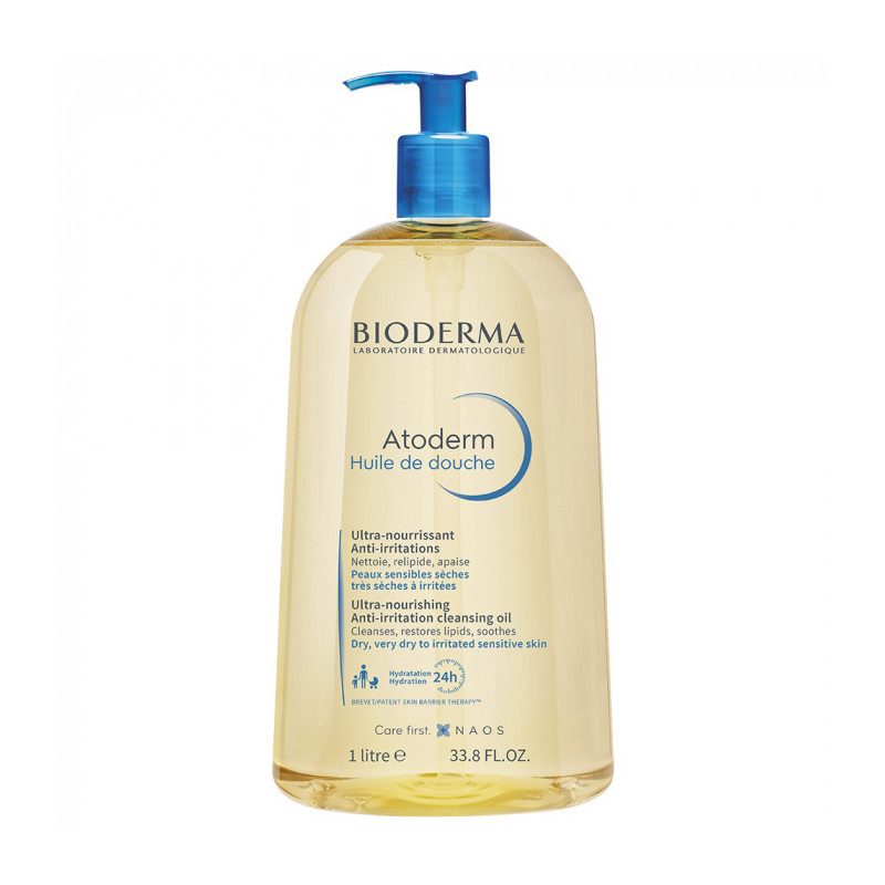 Bioderma Atoderm Huile de Douche Lavante Anti-Irritations Peaux Sèches  Atopiques 1L