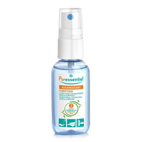 Puressentiel Assainissant Lotion Spray Antibactérien Mains et surfaces 25 ml