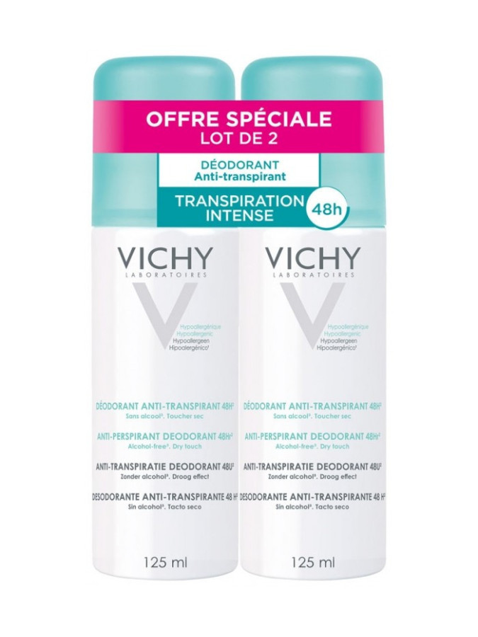 Vichy Déodorant Aérosol Anti Transpirant 48h 125ml lot de 2