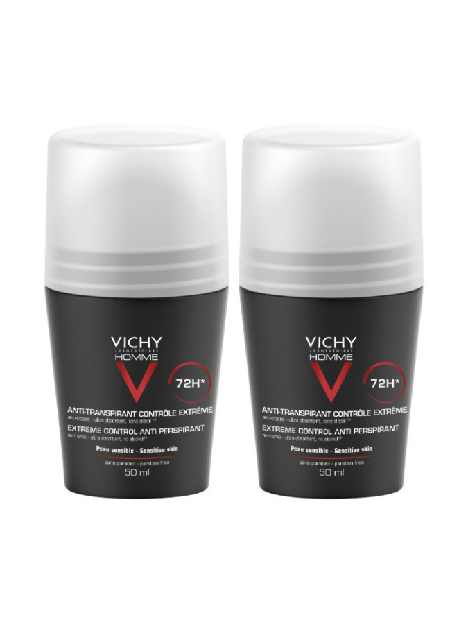 Vichy Homme Déodorant Bille Contrôle Extrême 50ml, lot de 2