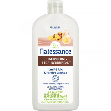 Natessance Shampooing Ultra Nourrissant Karité Bio et Kératine Végétale 500 ml