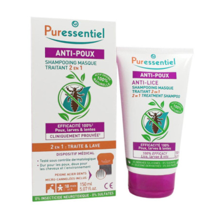 Puressentiel Anti-Poux Shampooing Masque Traitant 2 en 1 200ml + Peigne