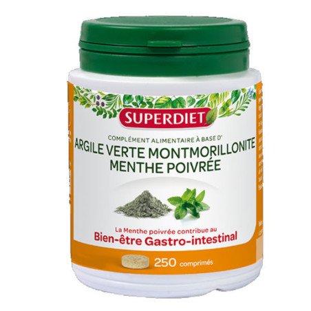 Super Diet Argile Verte Montmorillonite Menthe Poivrée 250 comprimés