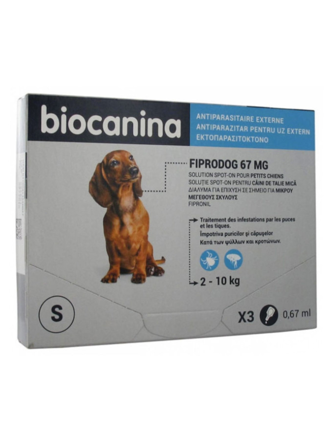 Biocanina Fiprodog 67 mg Solution Spot-On Petits Chiens 3 Pipettes de 0,67 ml
