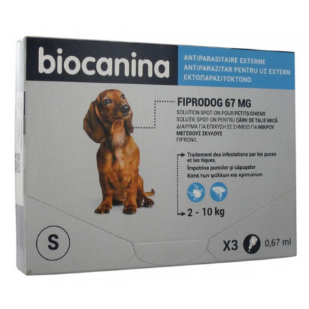 Biocanina Fiprodog 67 mg Solution Spot-On Petits Chiens 3 Pipettes de 0,67 ml